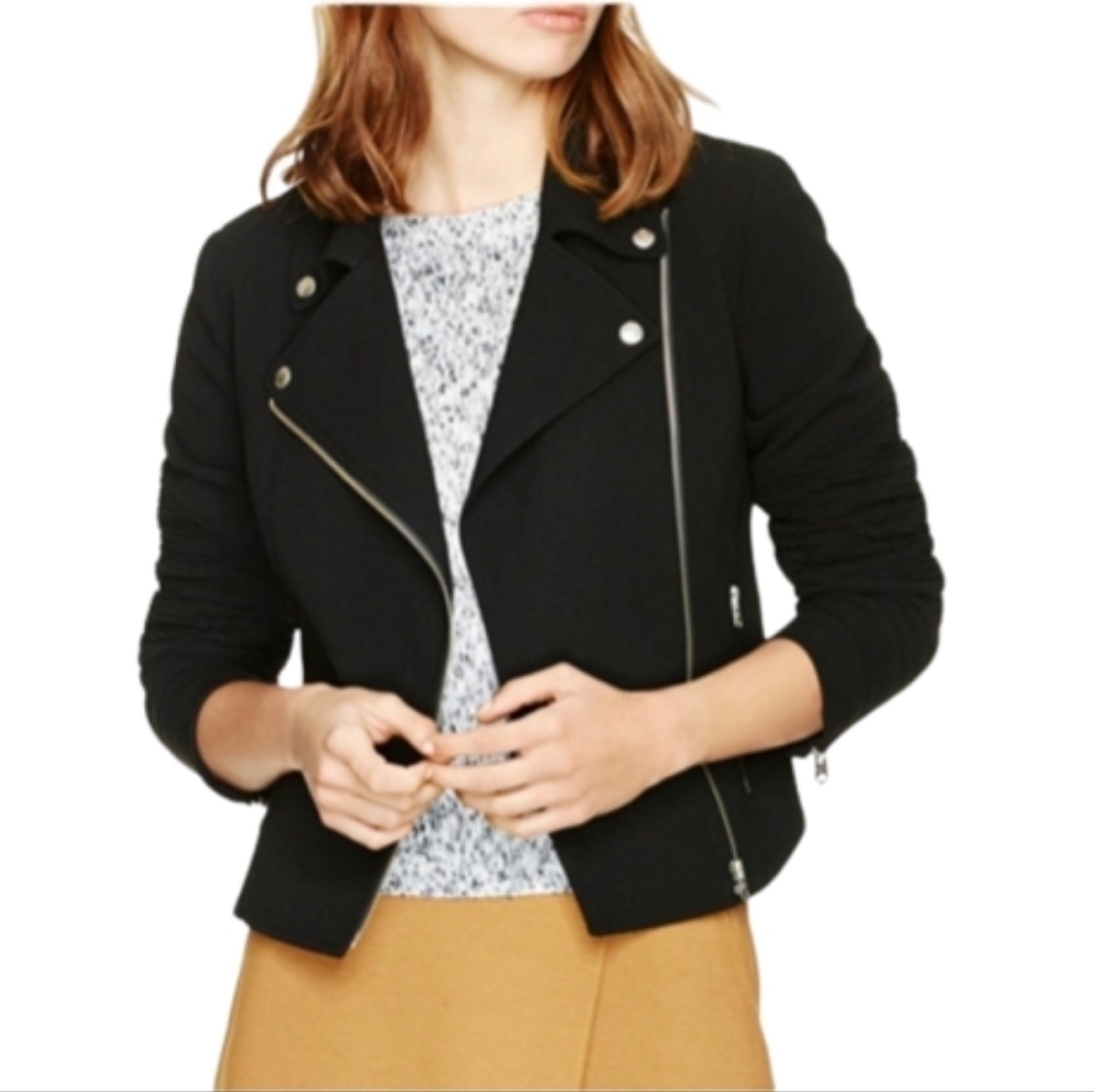 ARITZIA WILFRED Montesson Moto Zip Up Jacket in Black & Blue Women's Size 4